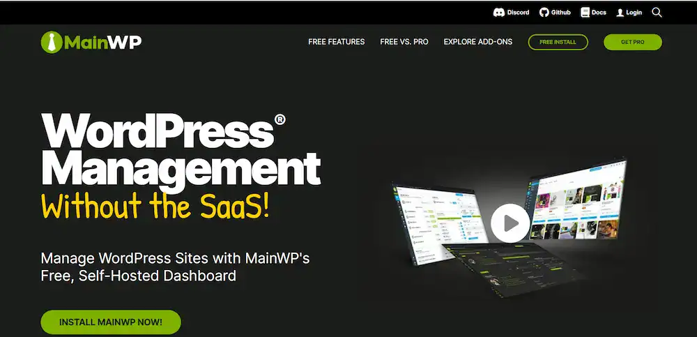 mainwp homepage